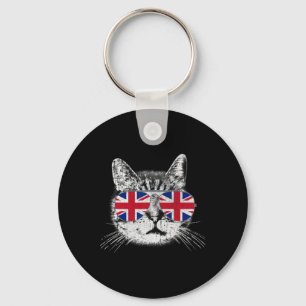 Chaveiro Uk Union Jack British Flag England Cat Sungles Gif
