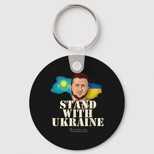 Chaveiro Ukraine Kazakhstan Volodymyr Zelensky Stand With U (Frente)