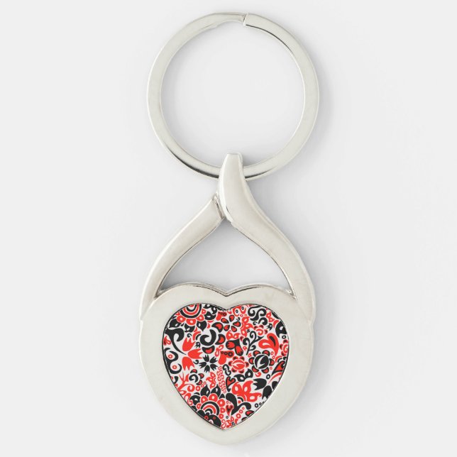 Chaveiro Ukrainian ethnic folk art floral pattern absrtact  (Frente)