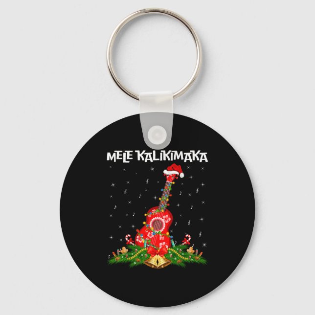 Chaveiro Ukulele Hawaiian Mele Kalikimaka Ukulele Guitar Ch (Frente)