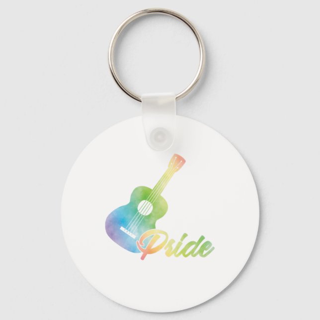 Chaveiro Ukulele Pride Uke Instrumento Música, Presente (Frente)