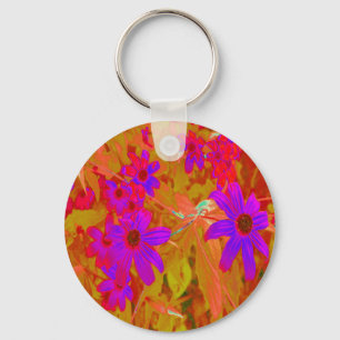 Chaveiro Ultra-violeta, magenta e flores silvestres vermelh