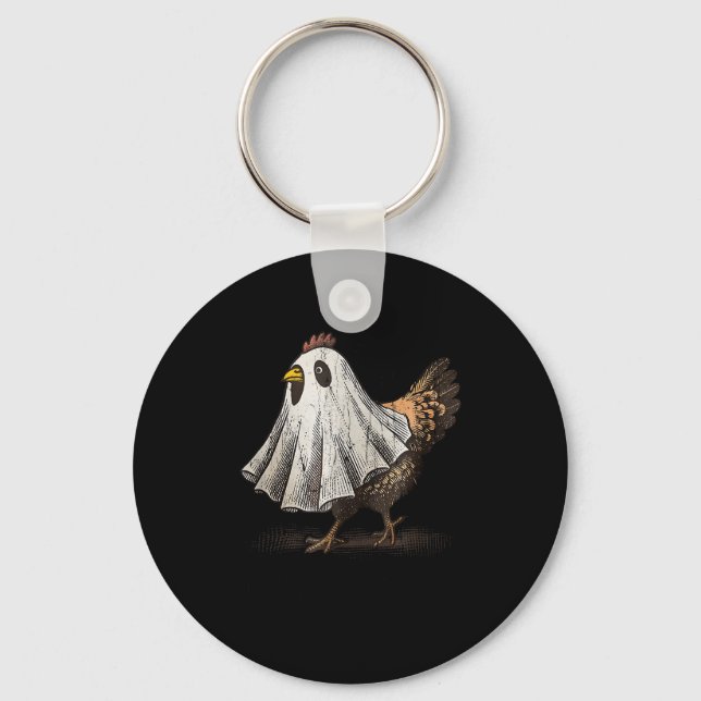 Chaveiro Ultrygeist Chicken, Chicken Ghost, Funny Halloween (Frente)