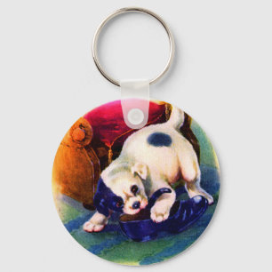 Chaveiro Um adorável cachorrinho nº 3 de 1930 mastigando um