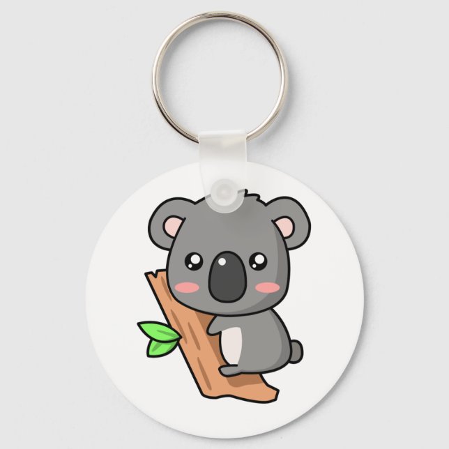 Chaveiro Um belo desenho de Koala Urso na Árvore Eucalyptus (Frente)