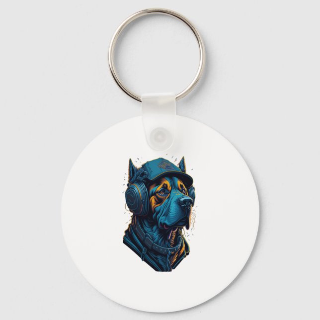 Chaveiro Um cachorro ouve música (Frente)