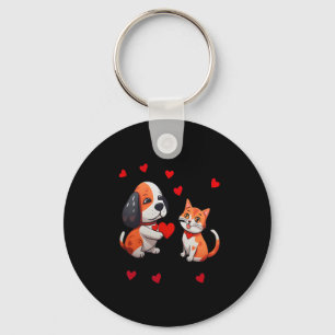 Chaveiro Um Cachorro Que Oferece Um Coração Vermelho Para M