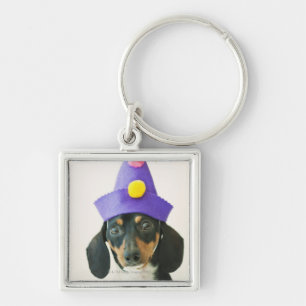 Chaveiro Um cão que veste um chapéu engraçado