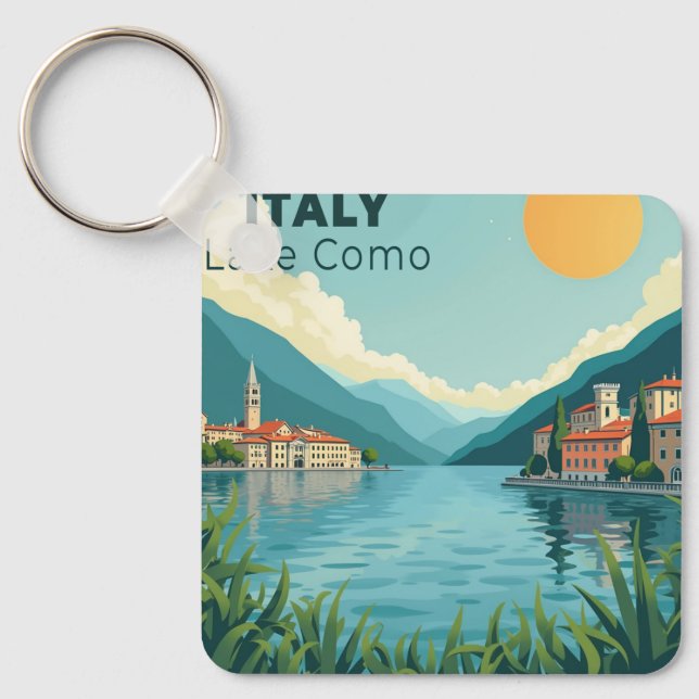 Chaveiro Um Cartaz de Viagem Clássico Nostálgico – Lago da  (Frente)
