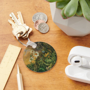 Chaveiro Um chão de floresta com margaridas, primroses, ...