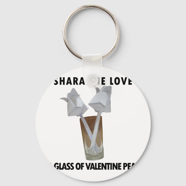 Chaveiro Um copo de paz de valentine. (Frente)