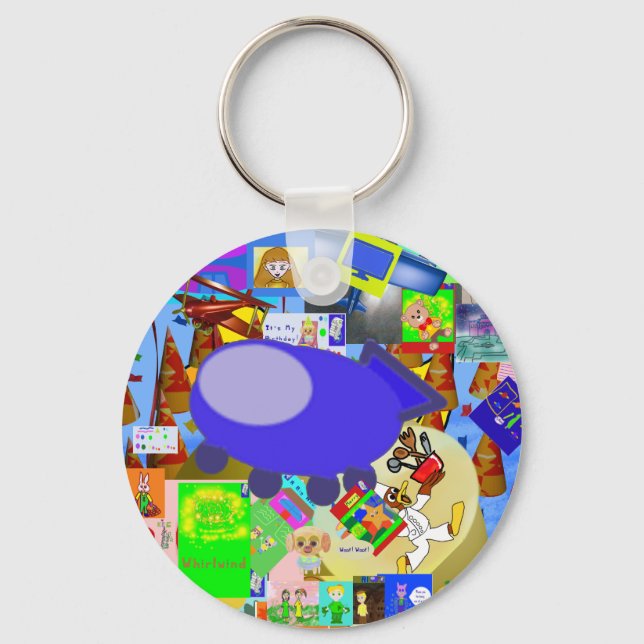 Chaveiro Um desenho animado de espaçamento de Feliz (Frente)