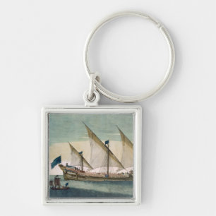 Chaveiro Um Galleass três-suprido corrente pela vela, remo