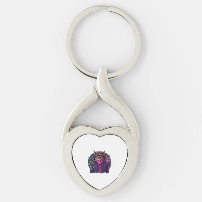 Chaveiro Um Gato E Uma Coruja  (Frente)