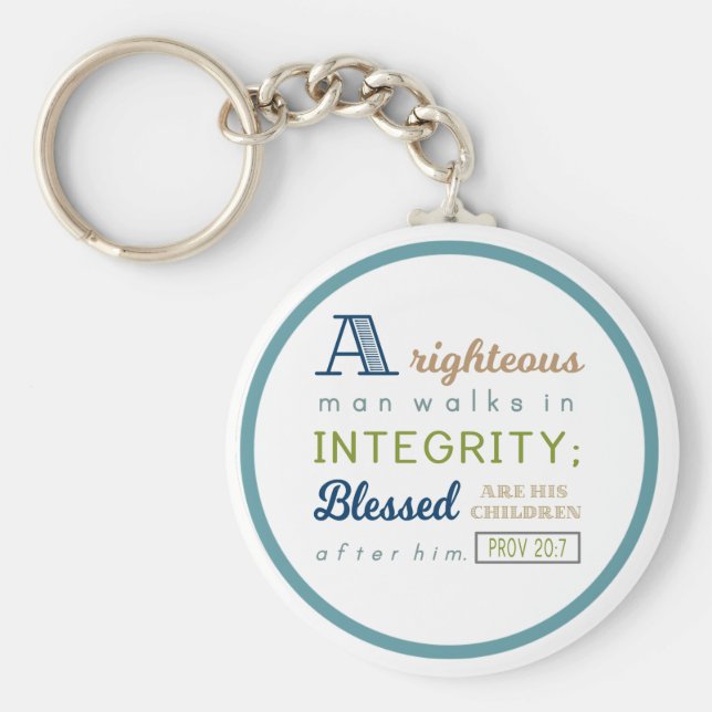 Chaveiro Um homem de direito caminha na integridade, escrit (Frente)