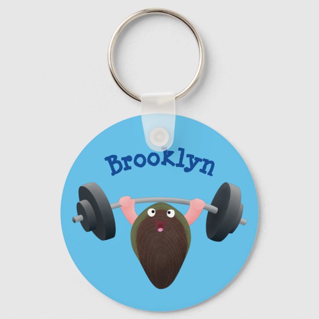 Chaveiro Um mexilhão engraçado trabalhando na ilustração de (Frente)