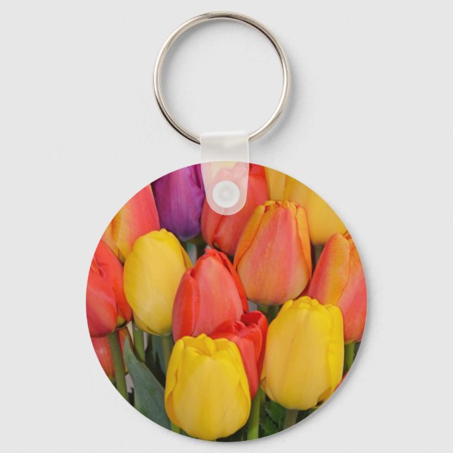 Chaveiro Um monte de tulipas de primavera (Frente)