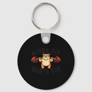 Chaveiro Um Tanto em Forma Meio Gordo Funny Gym Bulldog Lev