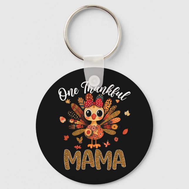 Chaveiro Uma Ação de Graças de Mama Autumn Fall Turkey (Frente)