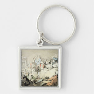 Chaveiro Uma audiência que olha um jogo, c.1785 (a caneta 