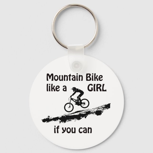 Chaveiro Uma bicicleta de montanha como uma menina (Frente)