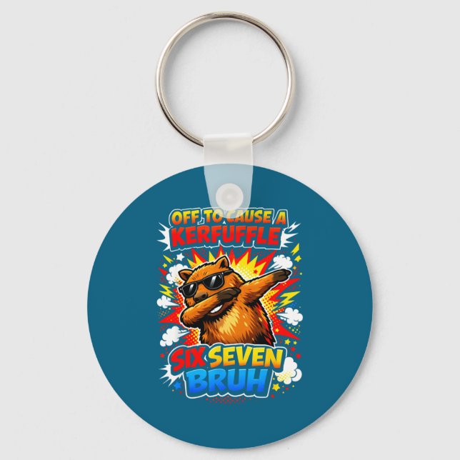 Chaveiro Uma Camisa Meme de Capivara Retrô Fora de Causa (Frente)