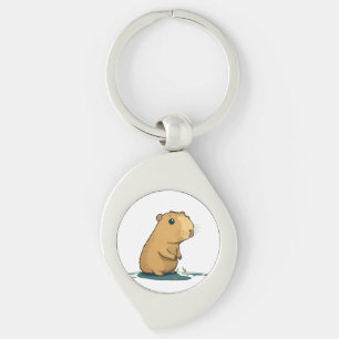 Chaveiro uma capybara no buraco de água