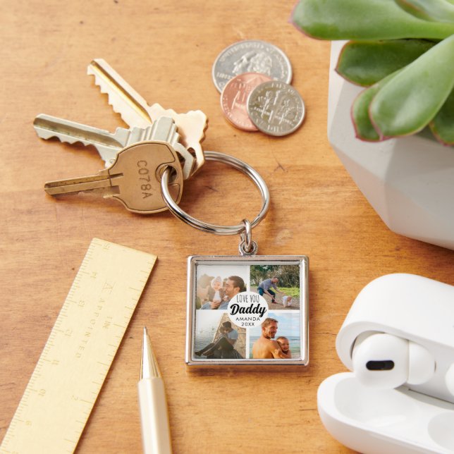Chaveiro Uma Colagem Personalizada De Fotografias "Pai" Com (Mesa)