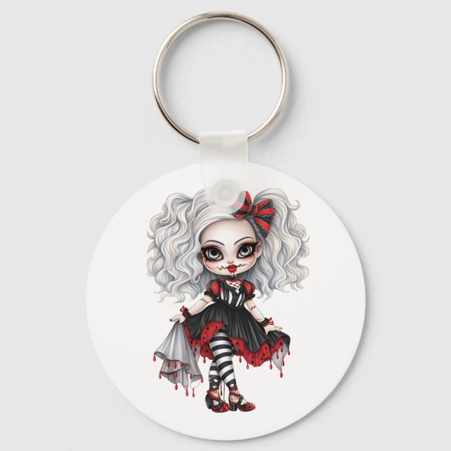 Chaveiro Uma Coleção de Design de Halloween de Menina Fofa  (Frente)