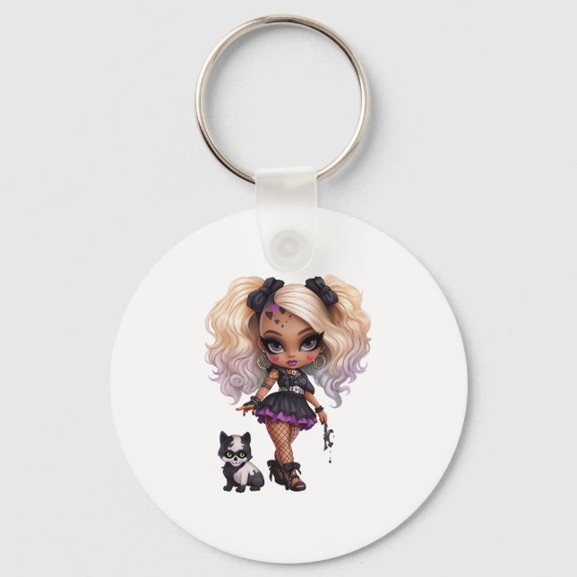 Chaveiro Uma Coleção de Design de Halloween de Menina Fofa  (Frente)