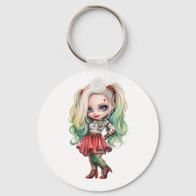 Chaveiro Uma Coleção de Design de Halloween de Menina Fofa  (Frente)