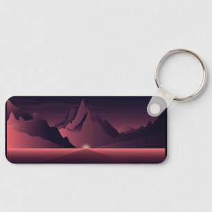 Chaveiro Uma ilustração de pôr do sol na montanha