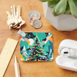Chaveiro Uma ilustração moderna da árvore de natal 1 - Cade