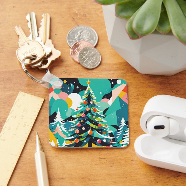 Chaveiro Uma ilustração moderna da árvore de natal 1 - Cade (Mesa)