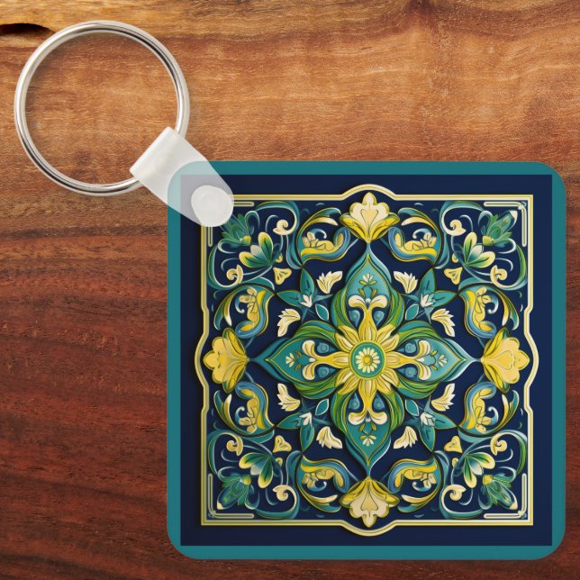 Chaveiro 💛 💚 💙 Uma Máxima Azulejo (Frente)