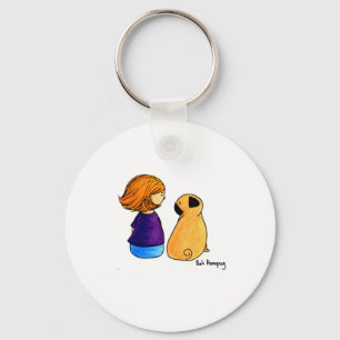 Chaveiro Uma menina e seu Pug (louro)