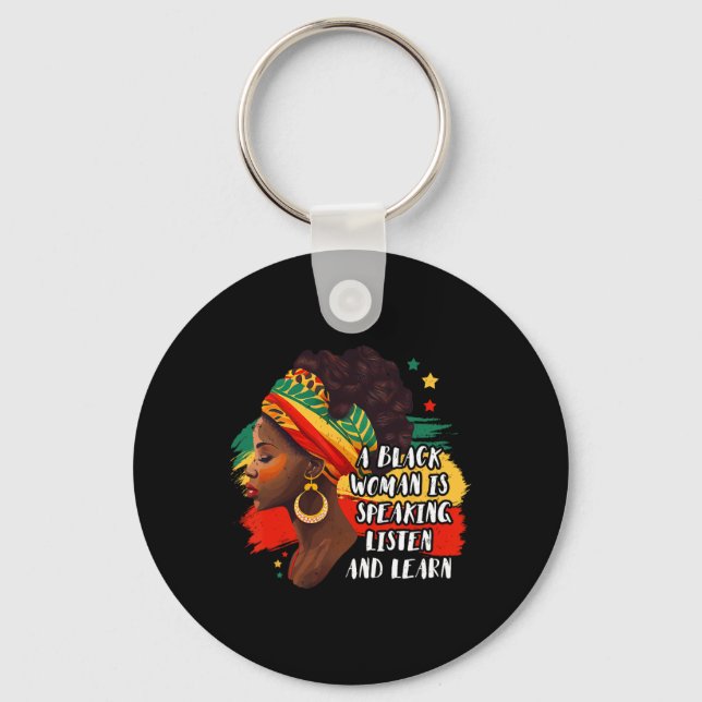 Chaveiro Uma Mulher Negra Está Falando Ouça E Aprenda Melan (Frente)