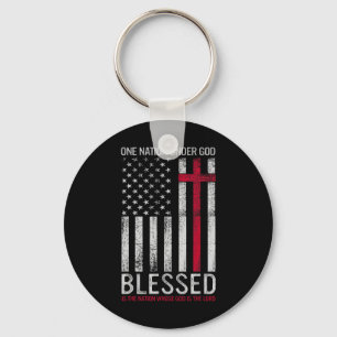 Chaveiro Uma Nação Sob Deus Jesus Abençoou a Bandeira Ameri