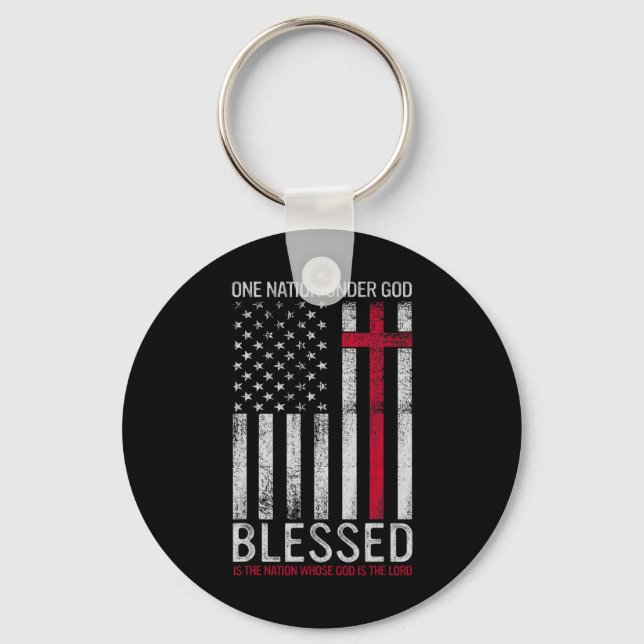 Chaveiro Uma Nação Sob Deus Jesus Abençoou a Bandeira Ameri (Frente)
