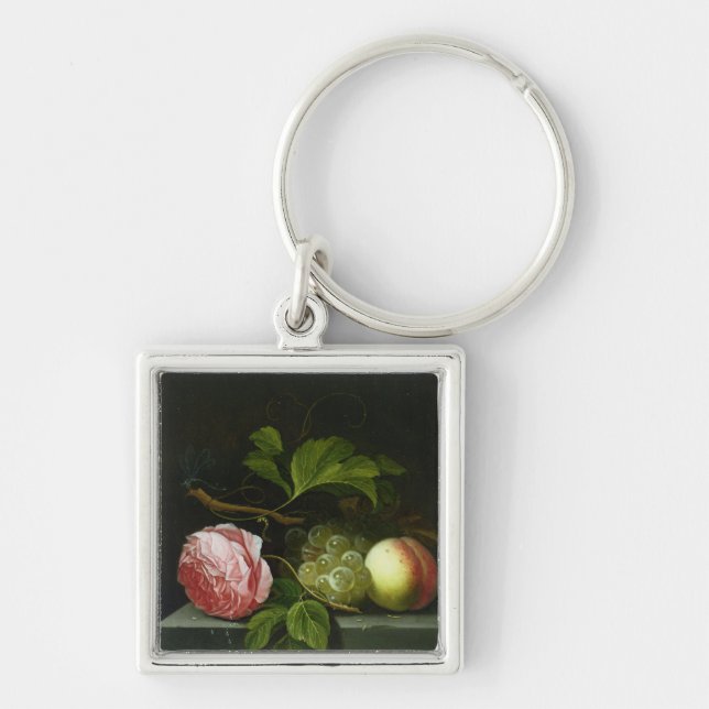 Chaveiro Uma vida imóvel com um rosa, as uvas e o pêssego (Frente)