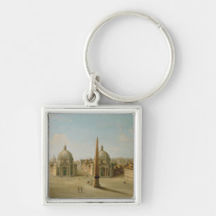 Chaveiro Uma vista da praça del Popolo (óleo em canvas)