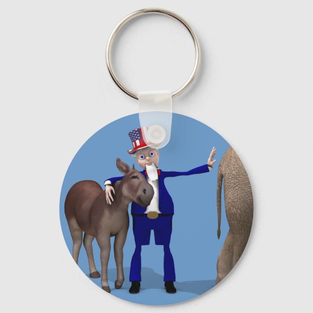 Chaveiro Uncle Sam Hugs Happy Donkey (Frente)