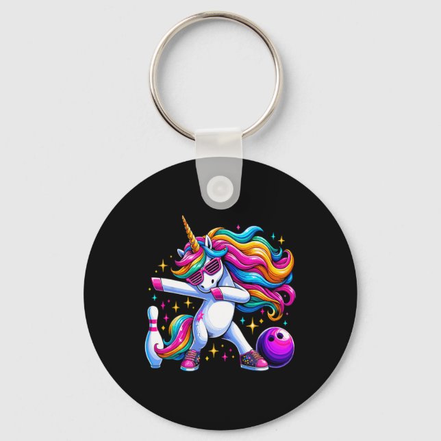 Chaveiro Unicorn Dabbing Boliche Squad Birthday (Frente)