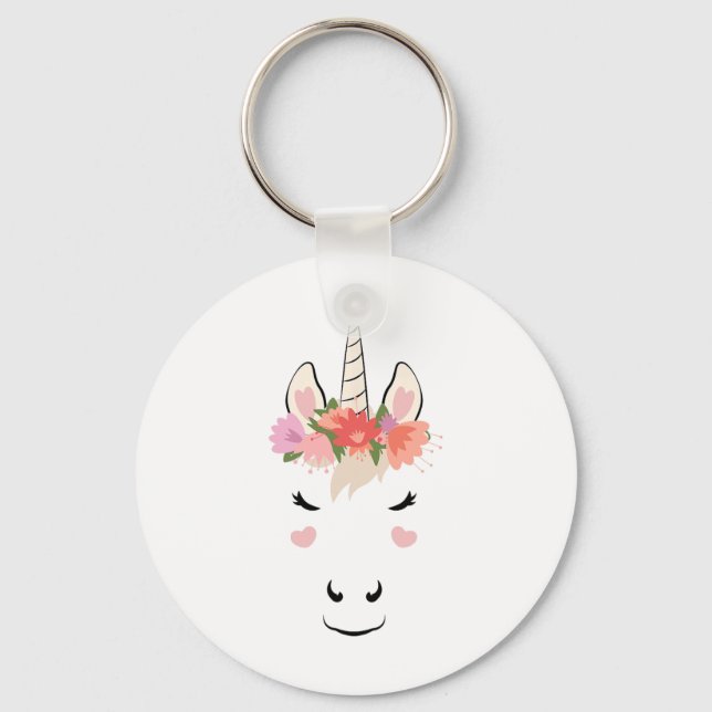 Chaveiro Unicorn Face Eyelashes Ama Fluxo De Figuras De Hal (Frente)