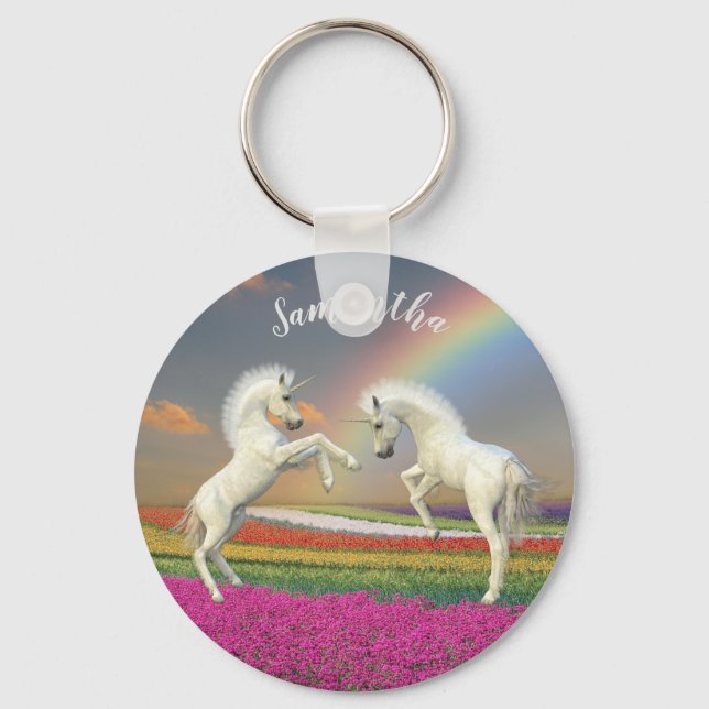 Chaveiro Unicorn Foals Personalizado Arco-Íris (Frente)