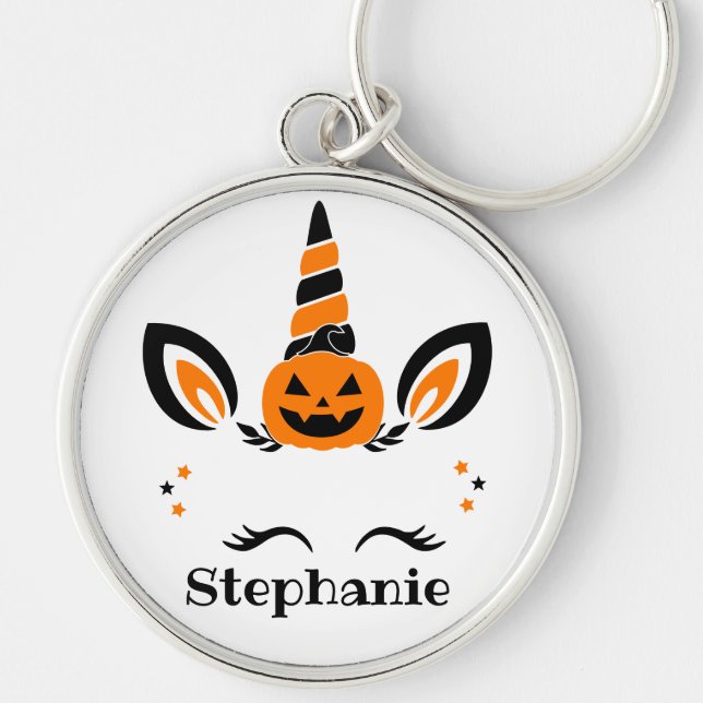 Chaveiro Unicorn Jack O Lantern With Name (Frente)