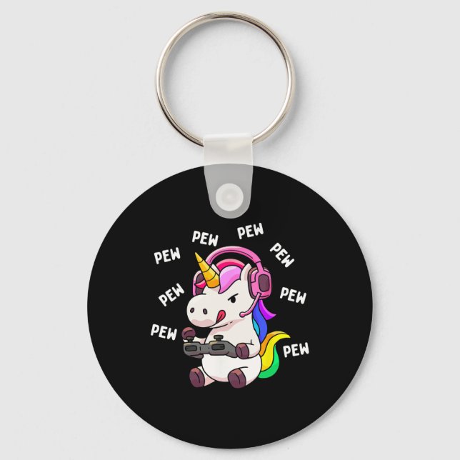 Chaveiro Unicorn Pew Pew Unicorns Lover Video Game Gamer Gi (Frente)