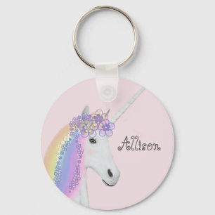 Chaveiro Unicorn Rainbow Pink Personalizado
