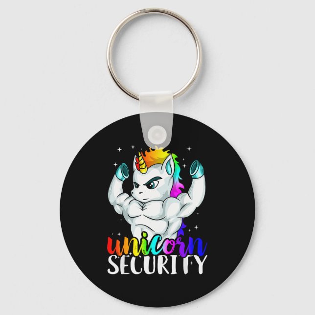 Chaveiro Unicorn Security Squad Muscle Tee Funny Dad Brothe (Frente)