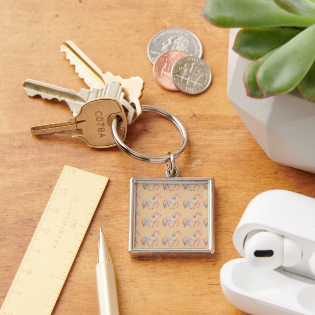 Chaveiro Unicórnio Arco-Íris Mágico Personalizado  (Mesa)